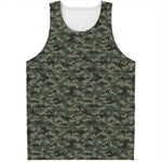 Forest Green Digital Camo Pattern Print Men's Tank Top