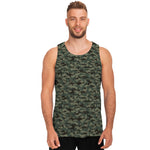 Forest Green Digital Camo Pattern Print Men's Tank Top