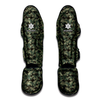 Forest Green Digital Camo Pattern Print Muay Thai Shin Guard
