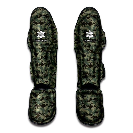 Forest Green Digital Camo Pattern Print Muay Thai Shin Guard