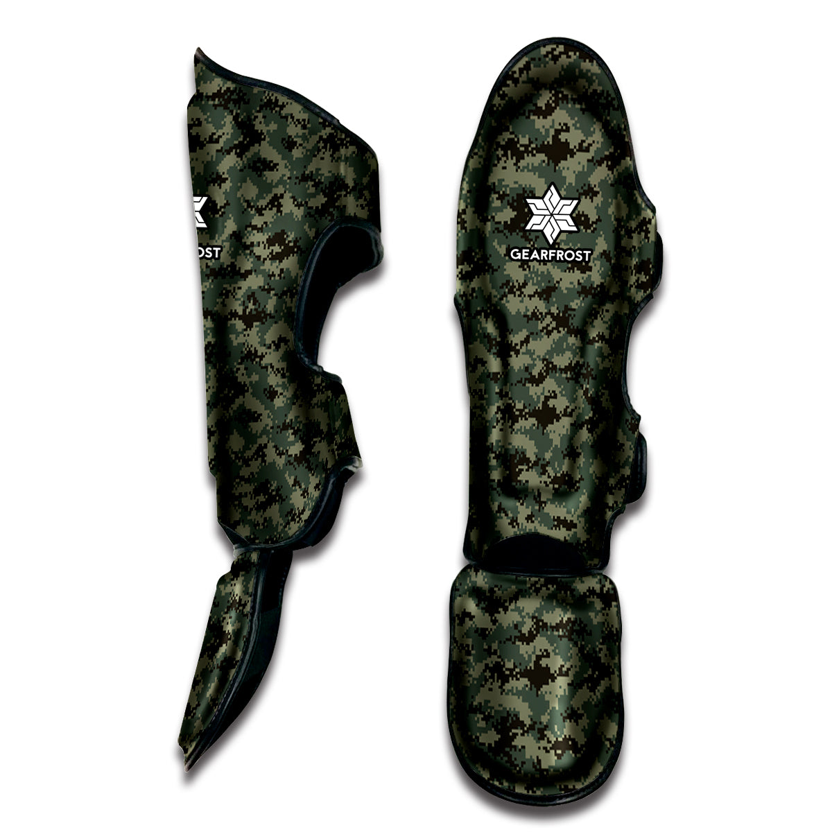 Forest Green Digital Camo Pattern Print Muay Thai Shin Guard