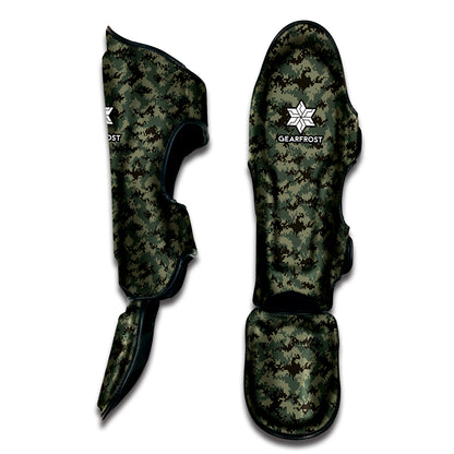Forest Green Digital Camo Pattern Print Muay Thai Shin Guard