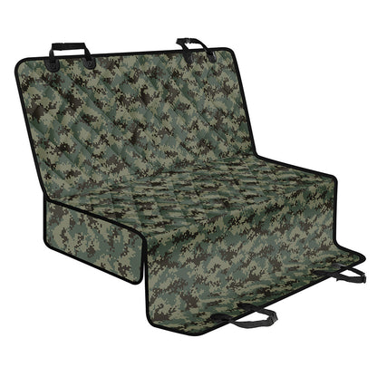 Forest Green Digital Camo Pattern Print Pet Car Back Seat Cover