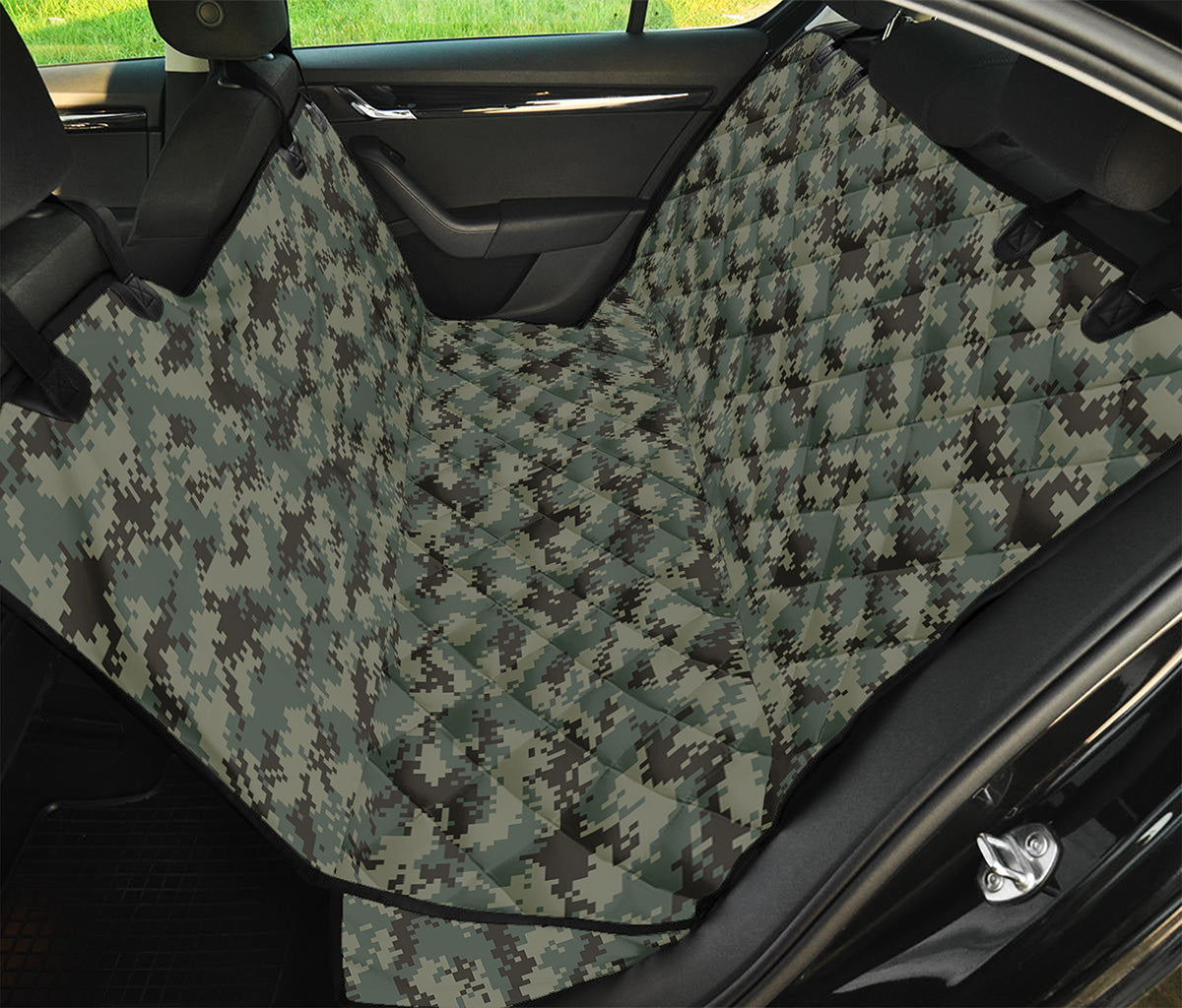 Forest Green Digital Camo Pattern Print Pet Car Back Seat Cover