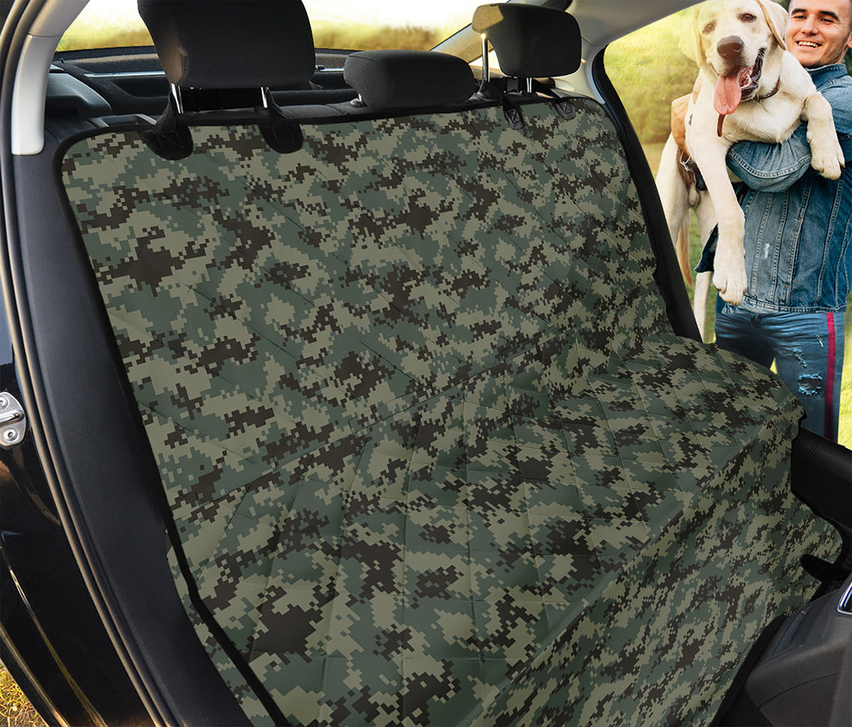 Forest Green Digital Camo Pattern Print Pet Car Back Seat Cover