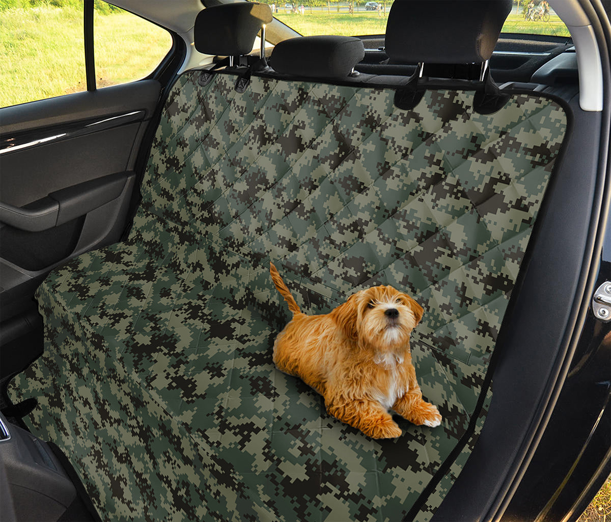 Forest Green Digital Camo Pattern Print Pet Car Back Seat Cover