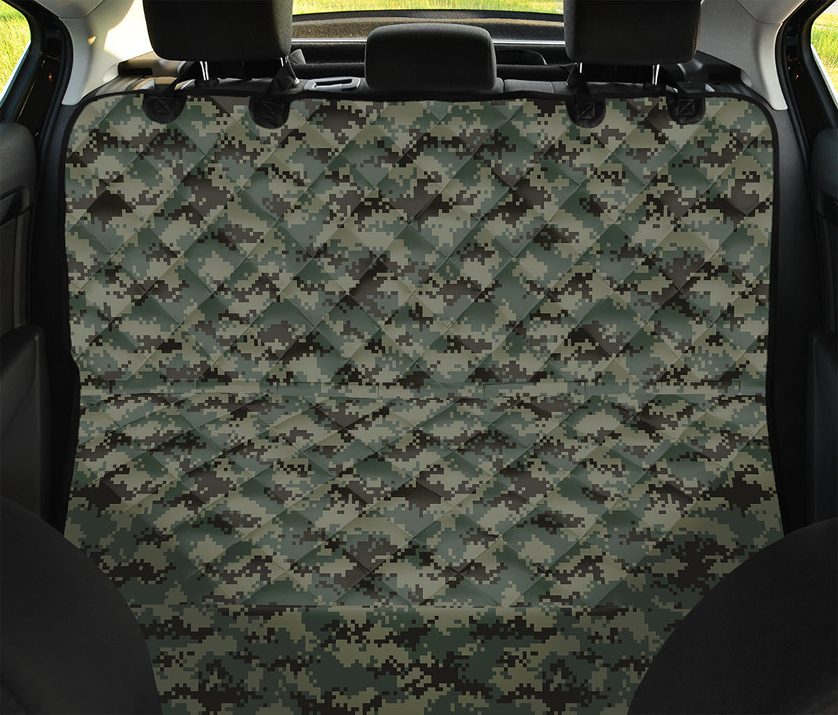 Forest Green Digital Camo Pattern Print Pet Car Back Seat Cover