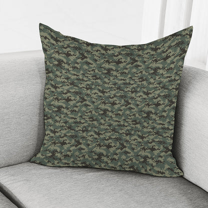 Forest Green Digital Camo Pattern Print Pillow Cover