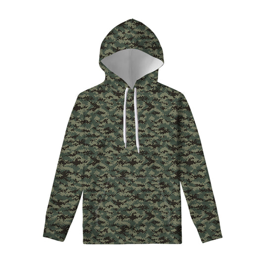 Forest Green Digital Camo Pattern Print Pullover Hoodie