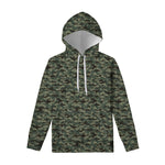 Forest Green Digital Camo Pattern Print Pullover Hoodie