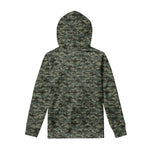 Forest Green Digital Camo Pattern Print Pullover Hoodie