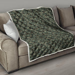 Forest Green Digital Camo Pattern Print Quilt