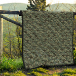 Forest Green Digital Camo Pattern Print Quilt