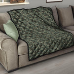 Forest Green Digital Camo Pattern Print Quilt