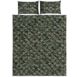 Forest Green Digital Camo Pattern Print Quilt Bed Set