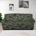Forest Green Digital Camo Pattern Print Sofa Cover
