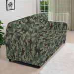 Forest Green Digital Camo Pattern Print Sofa Cover