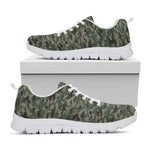 Forest Green Digital Camo Pattern Print White Sneakers