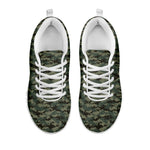 Forest Green Digital Camo Pattern Print White Sneakers
