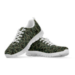 Forest Green Digital Camo Pattern Print White Sneakers