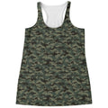 Forest Green Digital Camo Pattern Print Women's Racerback Tank Top
