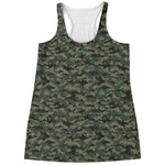 Forest Green Digital Camo Pattern Print Women's Racerback Tank Top
