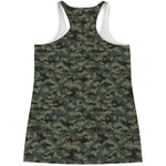 Forest Green Digital Camo Pattern Print Women's Racerback Tank Top