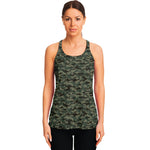 Forest Green Digital Camo Pattern Print Women's Racerback Tank Top