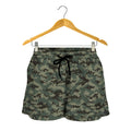 Forest Green Digital Camo Pattern Print Women's Shorts