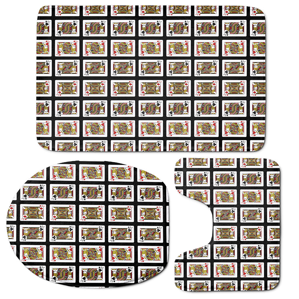 Four Jacks Playing Cards Pattern Print 3 Piece Bath Mat Set