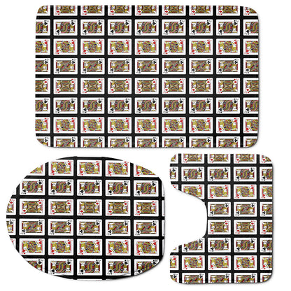 Four Jacks Playing Cards Pattern Print 3 Piece Bath Mat Set
