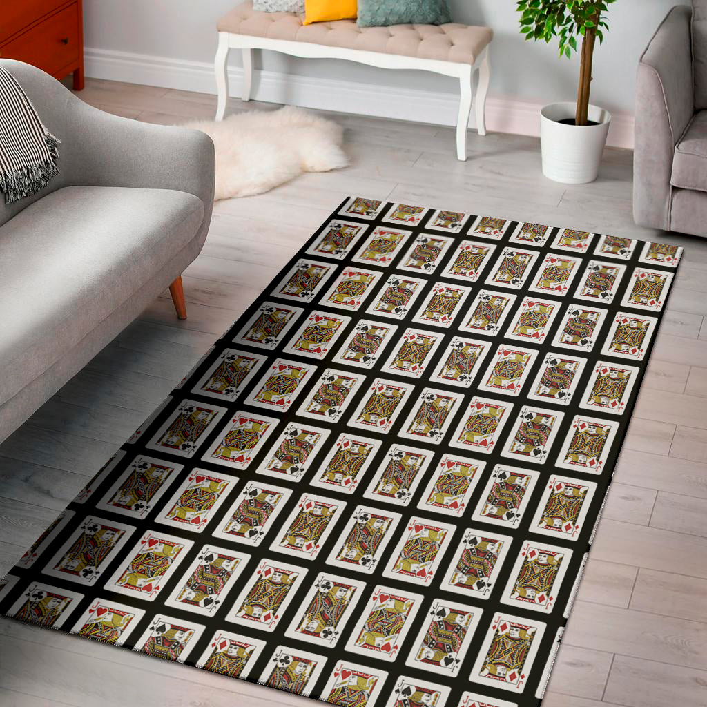 Four Jacks Playing Cards Pattern Print Area Rug