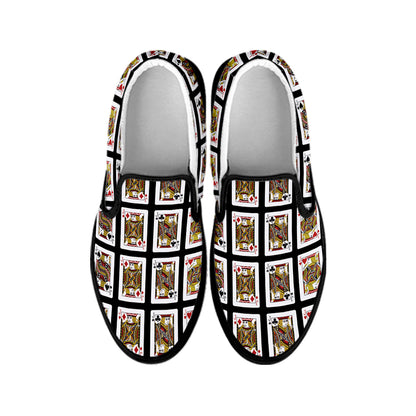 Four Jacks Playing Cards Pattern Print Black Slip On Shoes