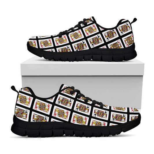 Four Jacks Playing Cards Pattern Print Black Sneakers