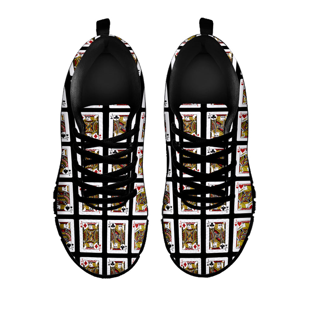 Four Jacks Playing Cards Pattern Print Black Sneakers
