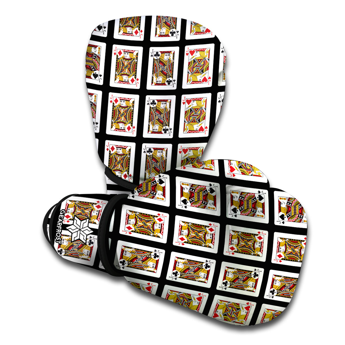 Four Jacks Playing Cards Pattern Print Boxing Gloves