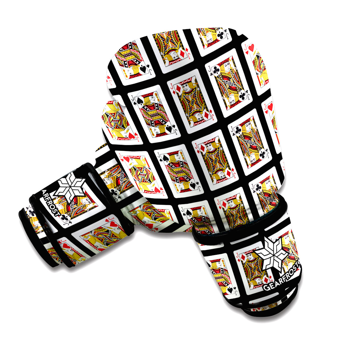 Four Jacks Playing Cards Pattern Print Boxing Gloves