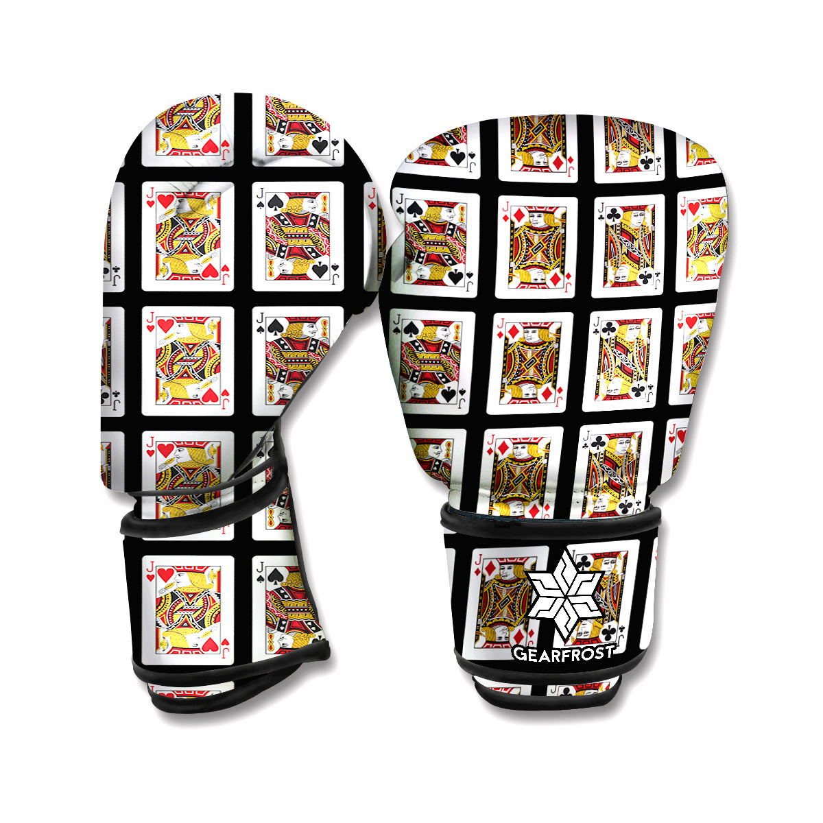 Four Jacks Playing Cards Pattern Print Boxing Gloves