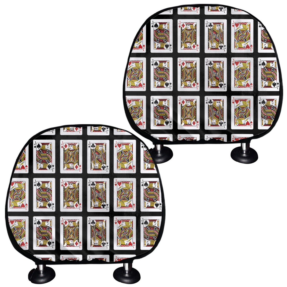 Four Jacks Playing Cards Pattern Print Car Headrest Covers