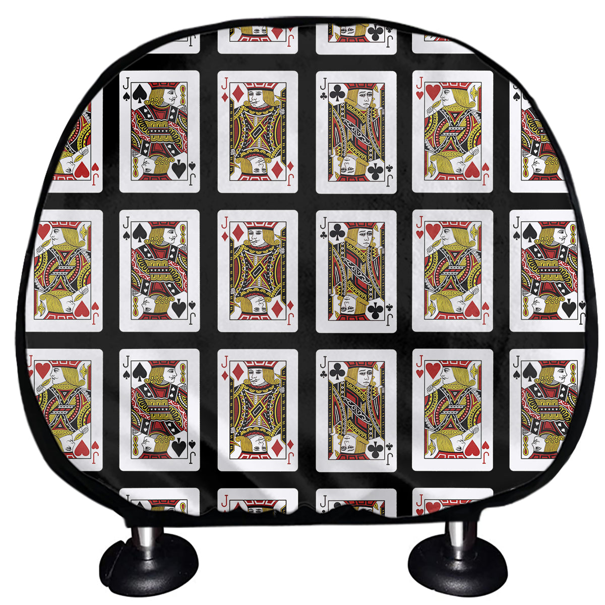 Four Jacks Playing Cards Pattern Print Car Headrest Covers