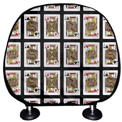 Four Jacks Playing Cards Pattern Print Car Headrest Covers