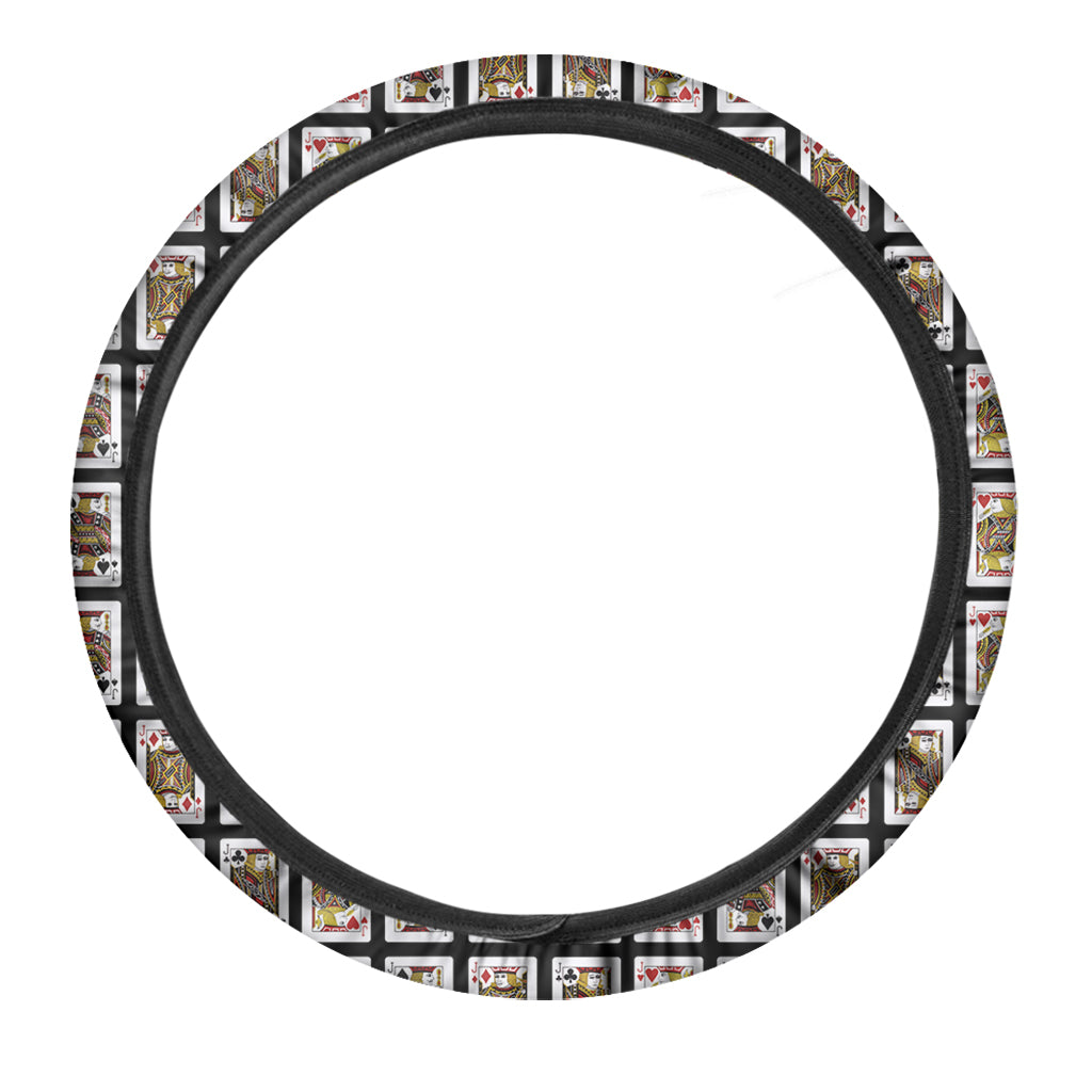 Four Jacks Playing Cards Pattern Print Car Steering Wheel Cover