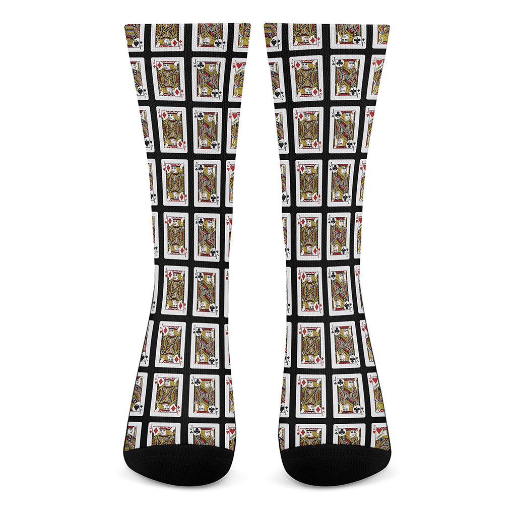 Four Jacks Playing Cards Pattern Print Crew Socks