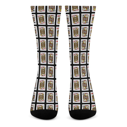 Four Jacks Playing Cards Pattern Print Crew Socks