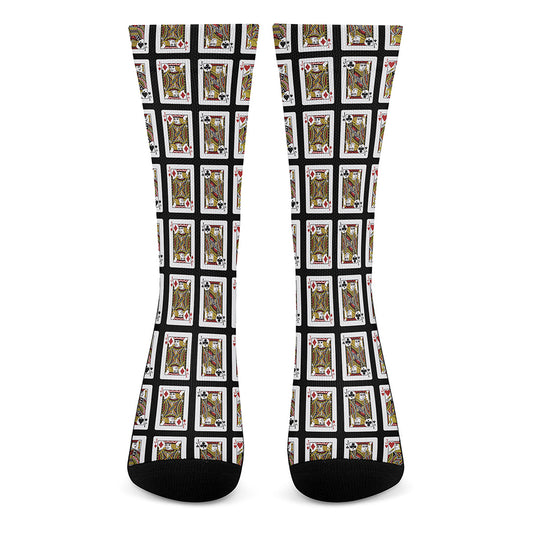 Four Jacks Playing Cards Pattern Print Crew Socks