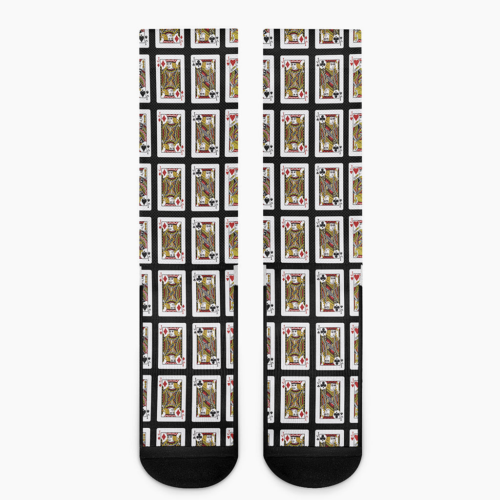 Four Jacks Playing Cards Pattern Print Crew Socks