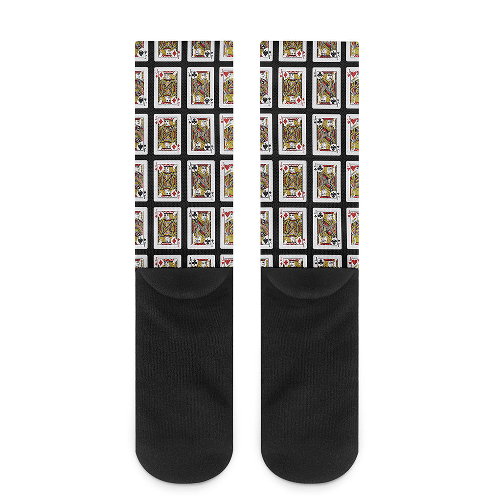 Four Jacks Playing Cards Pattern Print Crew Socks