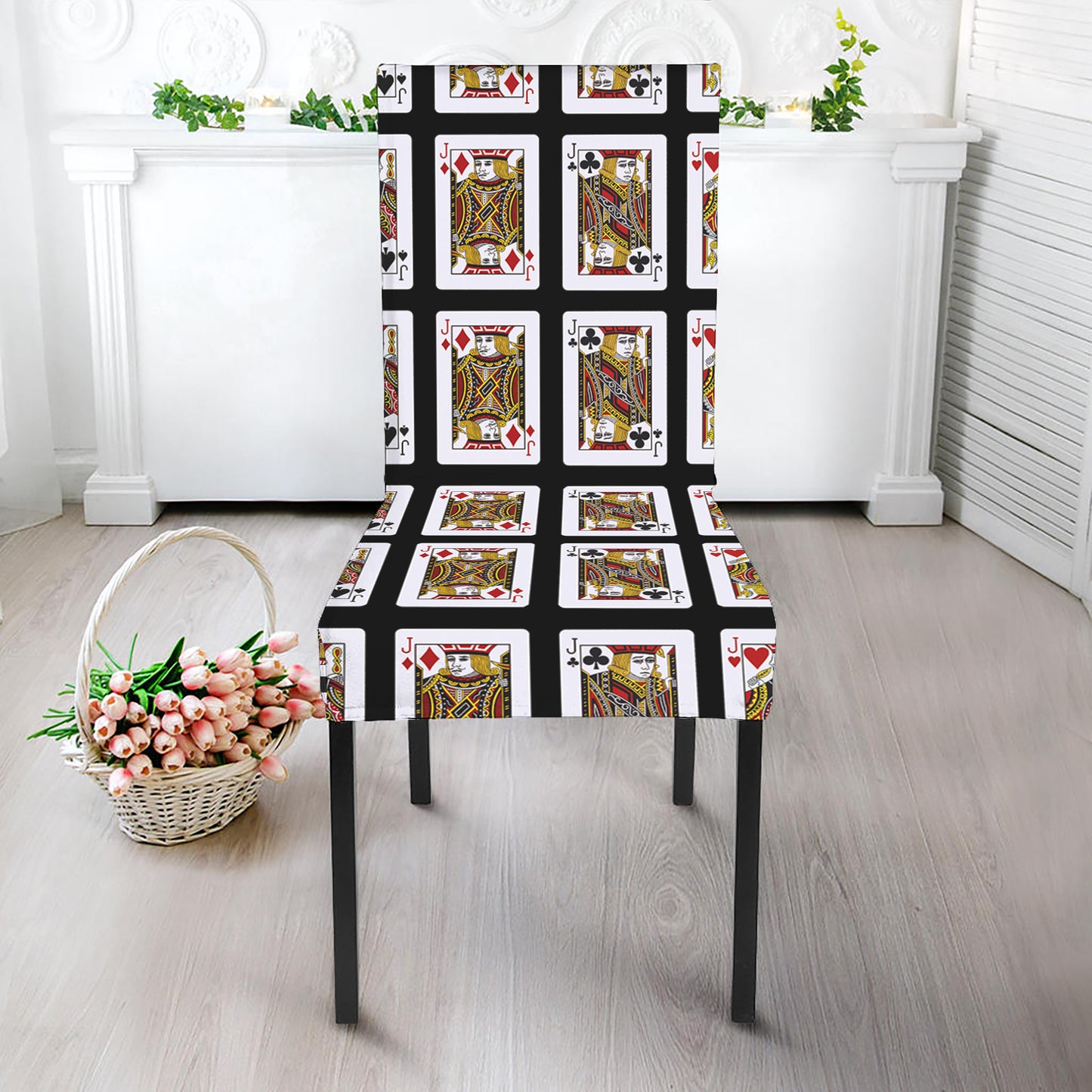 Four Jacks Playing Cards Pattern Print Dining Chair Slipcover