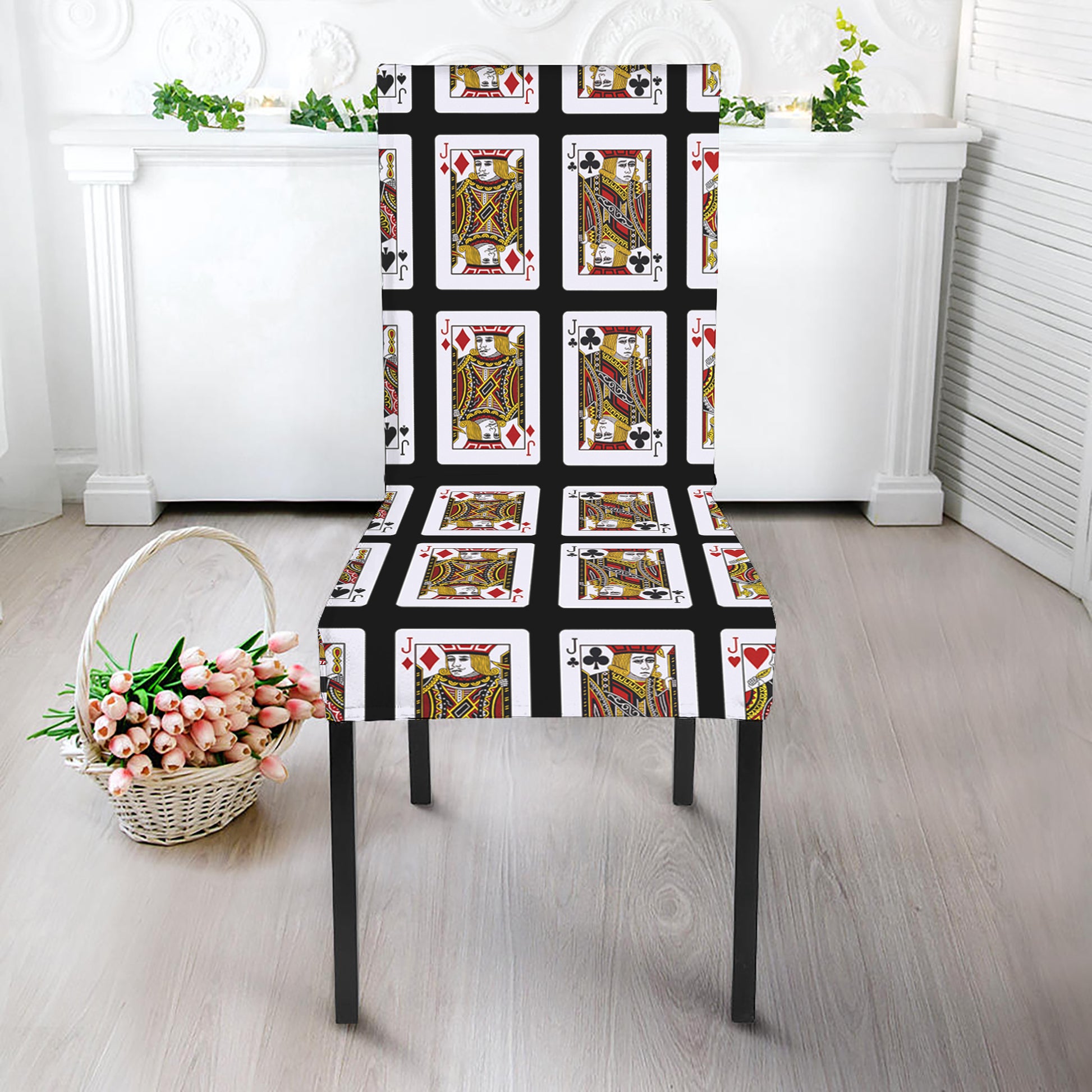 Four Jacks Playing Cards Pattern Print Dining Chair Slipcover