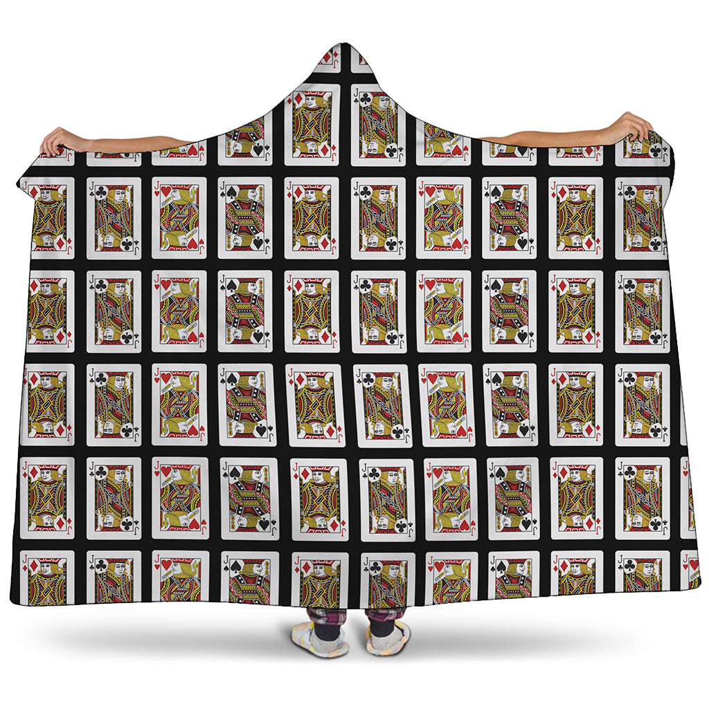 Four Jacks Playing Cards Pattern Print Hooded Blanket